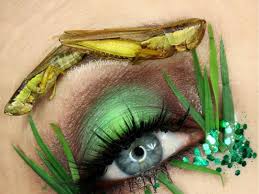 makeup artist using dead insects on her