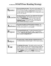 Soapstone Reading Strategy Worksheet By Dren Productions Tpt