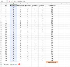 calculate cronbach s alpha in excel