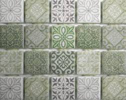 Ceramic Mosaic Tiles Green Grey Vintage