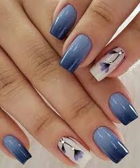 Exceptional Blue Ombre And Floral Nail Art Designs Weekly
