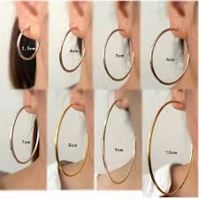 Us 2 99 2018 Black Silver Gold Color Hoop Earrings Big Smooth Circle Earrings Stainless Steel Loop Earrings For Women Brincos Pendientes In Hoop