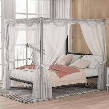 black queen size metal canopy bed with