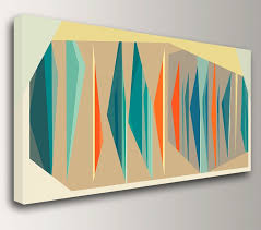 mid century modern art in teal and