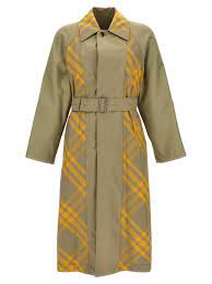 Burberry Check Insert Trench Coat In