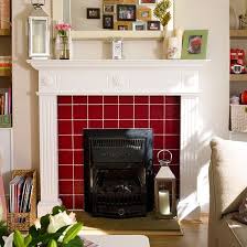 Living Room With Red Tiled Fireplace