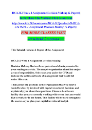 Hca 312 Week 1 Assignment Decision Making 2 Papers By