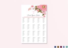 Floral Wedding Seating Chart Design Template In Illustrator
