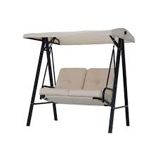 Two Person Metal Patio Swing With Beige