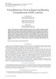The answers are contained in the passage. Pdf Using Humorous Texts In Improving Reading Comprehension Of Efl Learners A Majid Hayati And Nahid Shakeri Academia Edu