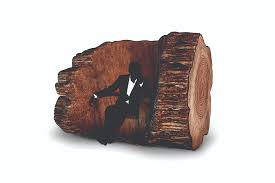 tree trunk chair is formed by a living