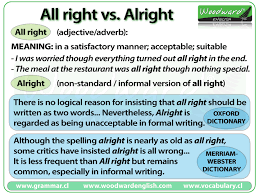 all right vs alright woodward english