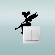 Cute Fairy Sitting Switch Sticker Cartoon Vinyl Wall Stickers For Kids Rooms Baby Room Bedroom Home Decor