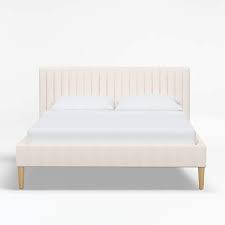 camilla queen linen white channel bed