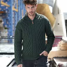 inis crafts half zipped green sweater