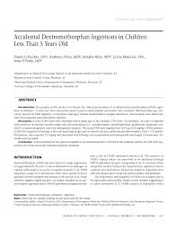 Pdf Accidental Dextromethorphan Ingestion In Children Less
