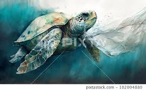 A Watercolor Painting Of A Sea Turtle
