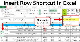 insert row shortcut in excel how to