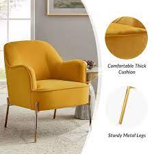 nora modern mustard velvet accent chair