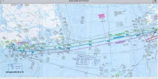 Air France Concorde North Atlantic Crossing Chart Carte De