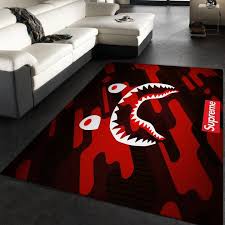 bape supreme red rug living room carpet