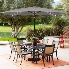 Sonkuki 10 Ft X 6 5 Ft Rectangle Solar Led Outdoor Patio Market Table Umbrella With Push On Tilt And Crank In Gray