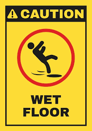 simple duotone caution wet floor sign
