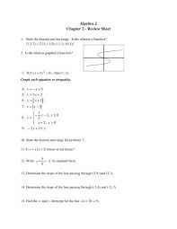 Algebra 2 Chapter 2 Review Sheet