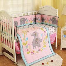 7pcs Baby Girl Pink Crib Bedding Set
