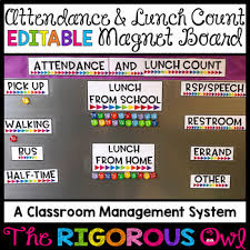 Attendance And Lunch Count Editable Magnet Board Flexible Seating Classroom