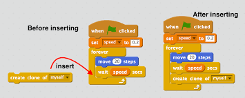 This code sets number1 and number2 to a random number and asks you step 6: Snake Game In Scratch