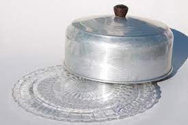 50s Vintage Kitchen Glass Cake Plate