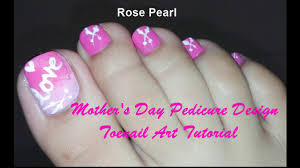 Mothers Day Toenail Art Tutorial Easy Diy Pedicure Design Rose Pearl
