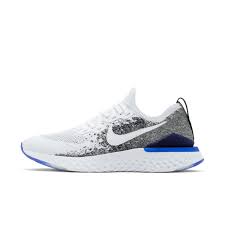 The shoe also features a stabilizing heel shelf and lightweight. Nike Epic React Flyknit 2 White Black Racer Blue Bq8928 102