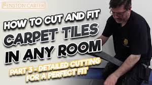 how to cut and fit carpet tiles in an