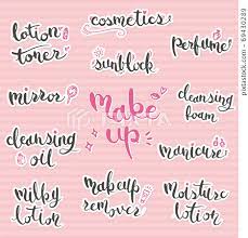 skin care and makeup words drawn by