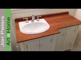 Centerset golden sand granite vanity top and basin in white by design house wyndham 24 in. How To Make A Wooden Vanity Top Countertop Youtube