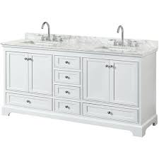The beautiful daria collection vanities stand out in any bathroom with strong, clean lines, raised panels and elegant counters with square sinks. Wyndham Collection 72 Double Bathroom Vanity In White White Carrara Marble Countertop Square Undermount Sinks No Mirror Overstock 16342192
