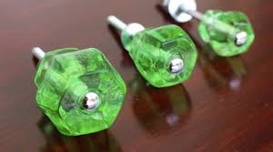 Green Glass Cabinet Knobs 1 Inch Pulls