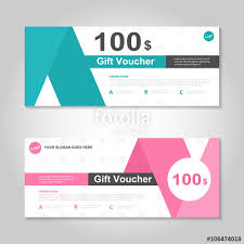 Pink And Green Gift Voucher Template Layout Design Set