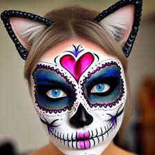 sugar skull cat face makeup realistic
