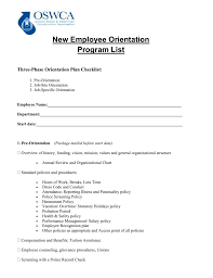 4 12 Employment New Employee Orientation Program List
