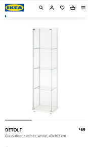 3 x ikea detolf glass cabinet white