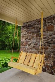 Rustic Wood Porch Swing With Live Edge