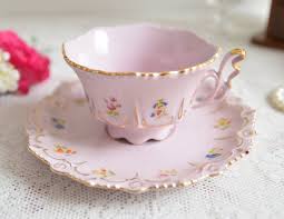 Pink Porcelain Antique Tea Cups And