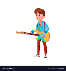 boy ian playing on guitar cartoon