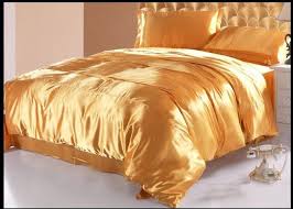 luxury gold silk bedding set satin