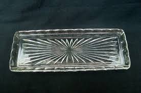Vintage Clear Glass Tray Pressed Glass