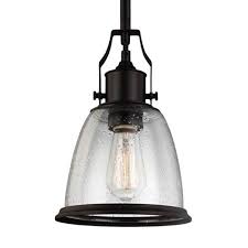 Feiss Hobson Oil Rubbed Bronze One Light 8 Inch Wide Mini Pendant With Clear Seeded Glass P1354orb Bellacor