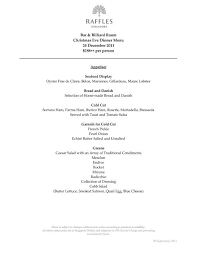 See our menu below for seafood specials. Bar Billiard Room Christmas Eve Dinner Menu 24 December 2011